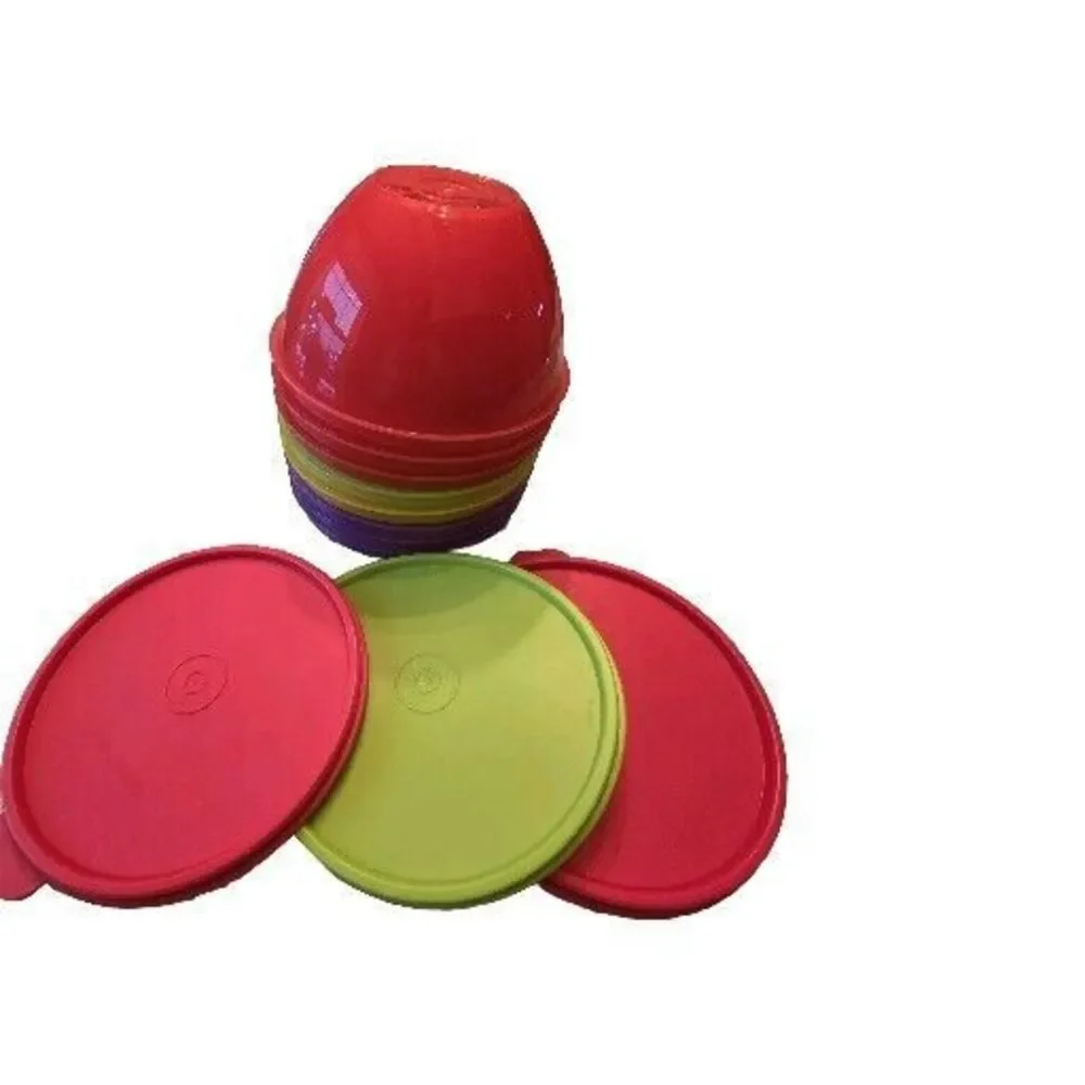 Tupperware Bowls 235-24 8 Bowls 3 Lids Purple Yellow‎ Lime Red Colorful Fiesta